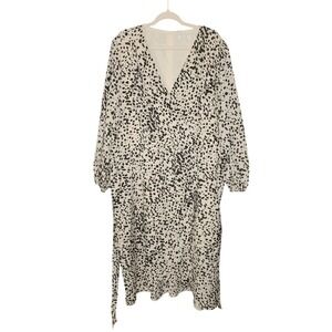 QUIZ Black White Animal Print V Neck Midi Dress Size 22